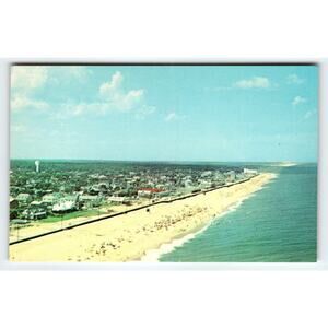 Vintage Rehoboth Beach Delaware Helicopter View Lithograph Postcard